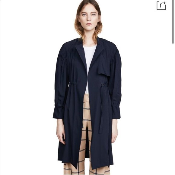 A.L.C.  Bristol Trench wool blend drawstring coat in Midnight navy blue size 10 - Picture 1 of 16